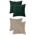 thumbnail image 1 of NOMADIC NOOK 4 Pcs Corduroy Decorative Throw Pillow Covers Soft Boho Striped Cushion Covers Beige 18" x 18" Brown/Dark Green, 1 of 6