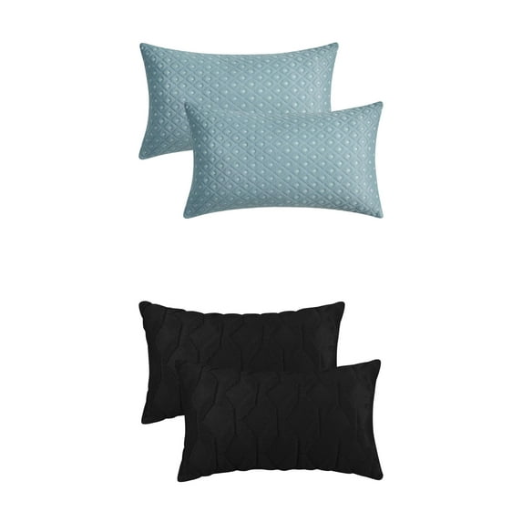 NOMADIC NOOK 4 Pcs Short Plush Decorative Throw Pillow Covers Set of 2 for Living Room Dark Blue 12" x 20" Black/Blue 12" x 20"