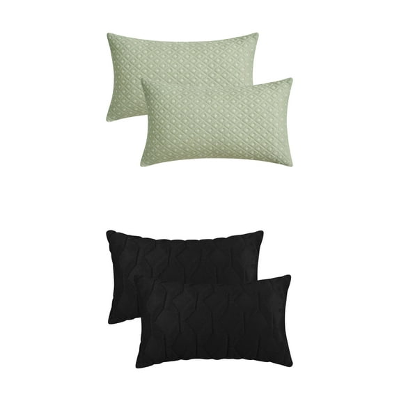 NOMADIC NOOK 4 Pcs Short Plush Decorative Throw Pillow Covers Set of 2 for Living Room Dark Blue 12" x 20" Black/Green 12" x 20"