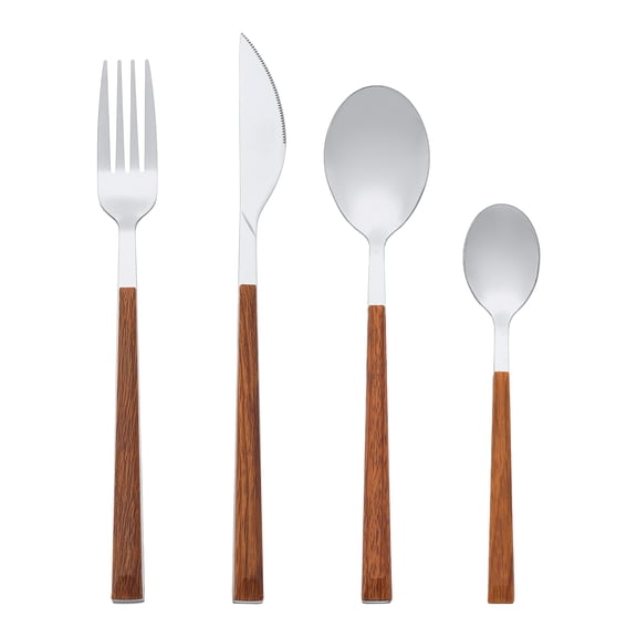 REGALWOVEN 4 Piece Silverware Set, Stainless Steel Flatware, Mirror Polished Cutlery Set with Knife, Serving Utensils Set for Kitchen Eat Silver 4