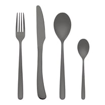 REGALWOVEN 4 Piece Silverware Set with Serving Utensils, Stainless Steel Flatware, Mirror Polished Cutlery Set for Kitchen Eating Tableware Black 4