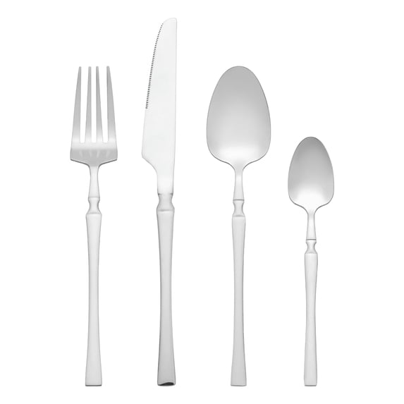REGALWOVEN 4-Piece Stainless Steel Silverware Set with Spoon, Fork, and Knife Silver 4