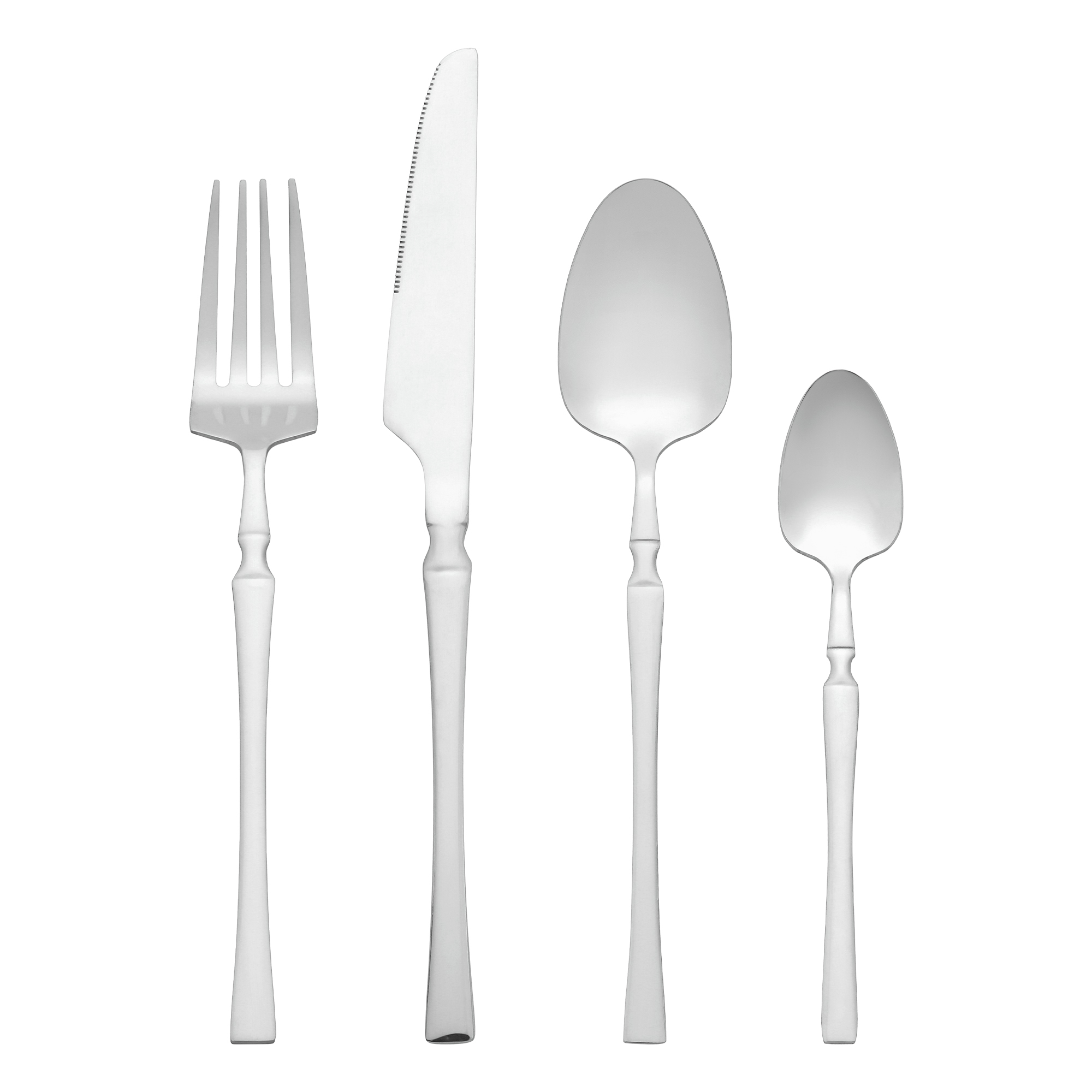 REGALWOVEN 4-Piece Stainless Steel Silverware Set with Spoon, Fork, and Knife Silver 4