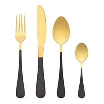 REGALWOVEN 4 Pieces Flatware Set, Stainless Steel Silverware with Knife, Cutlery Set, Serving Utensils Set for Kitchen Eating Tableware Black 4