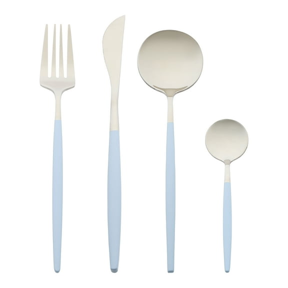 REGALWOVEN 4 Pieces Silverware Set, Stainless Steel Flatware with Spoons and Forks Set, Serving Utensils Set for Kitchen Eating Tableware Blue 4