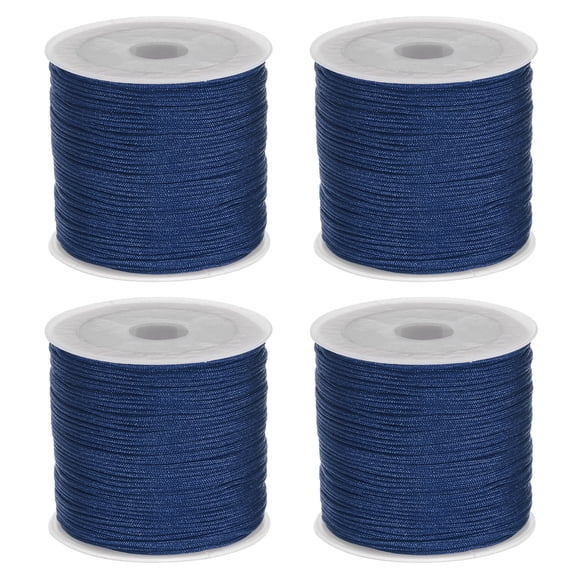 REGALWOVEN 4 Rolls Nylon String Cord 45 Yards 0.8mm Nylon Cord Beading Satin String for Bracelet Making, Navy Blue