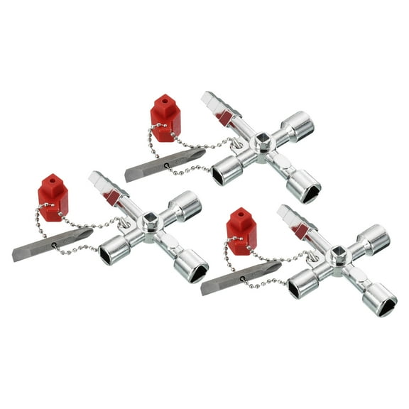 REGALWOVEN 4 Way Cross Key Bit, 3 Pack Zinc Alloy Multi-Functional Universal Key