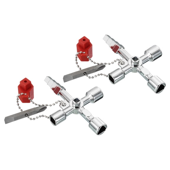 REGALWOVEN 4 Way Cross Key Bit, Multi-Functional Universal Opening Key for Water Gas Meter Box 2Pcs