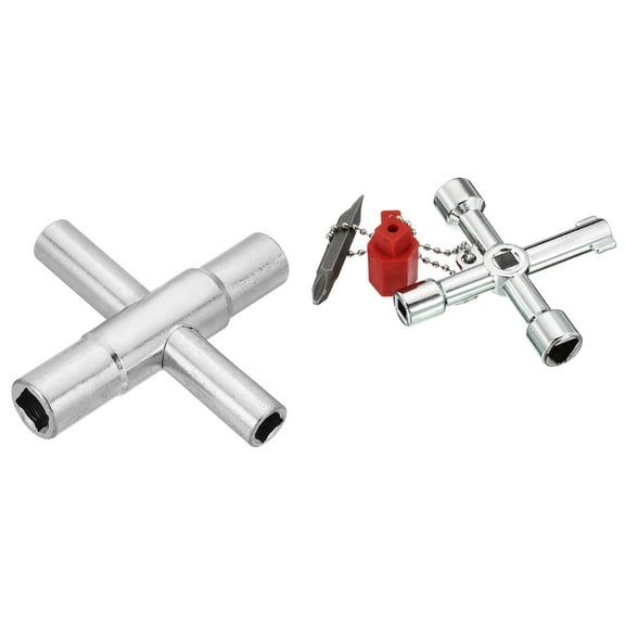 REGALWOVEN 4 Way Sillcock Key, 2 Pack 4 in 1 Gas Water Meter Key Wrench Faucet Valve Tool