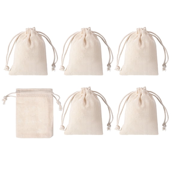 REGALWOVEN 4"x3" Coin Sacks Bag, 6pcs Deposit Change Transit Bags Style 2, White