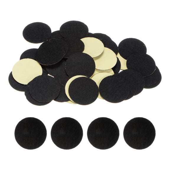 REGALWOVEN 48Pcs Round Adhesive Felt Circles, 38mm Pre Cut Felt Craft Stickers Non-Woven Mini Felt Fabric, Black