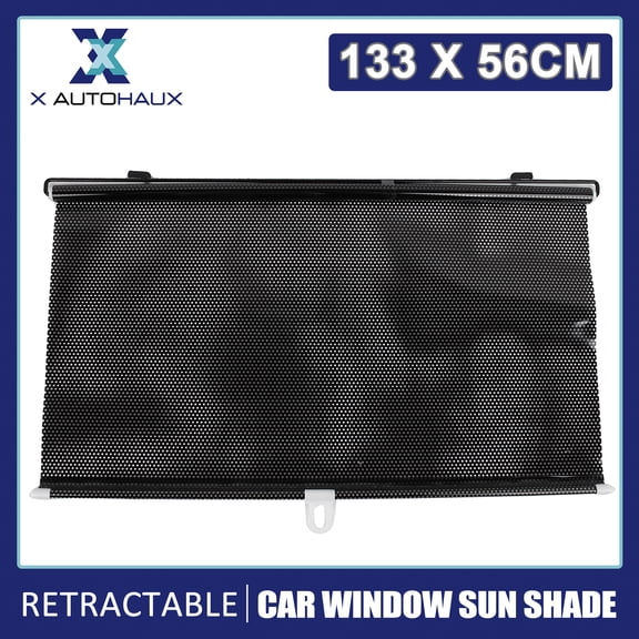 Unique Bargains 133cm x 56cm Black Clear Dotted Car Front Side Window Sunshade w Suction Cups