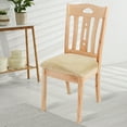 thumbnail image 1 of REGALWOVEN 4Pcs Velvet Dining Chair Seat Cover Elastic Stretchable Slipcovers, 18"x18" Cream White, 1 of 6