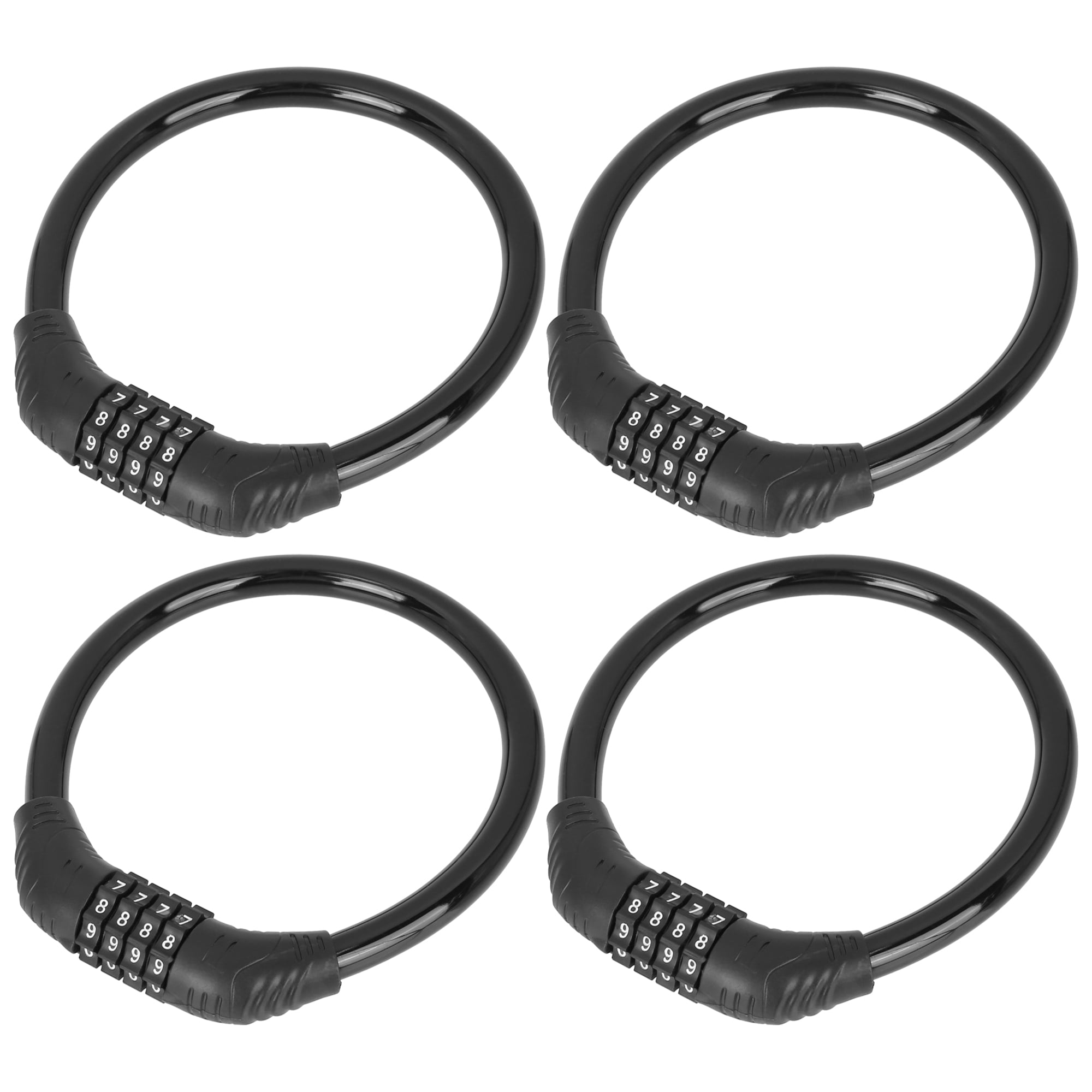 REGALWOVEN 4pcs Security 4 Digit Resettable Combination Bike Cable Lock Black