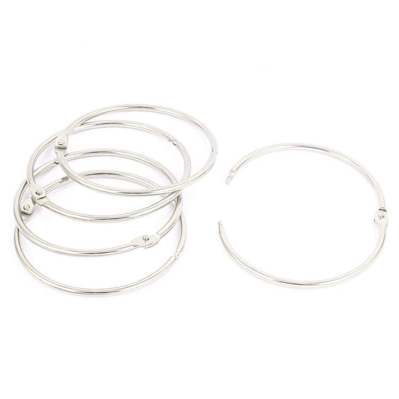 REGALWOVEN 5 Pcs 3.5 Inch Inner Dia Metal Loose Leaf Rings Binder Keyrings Silver Tone