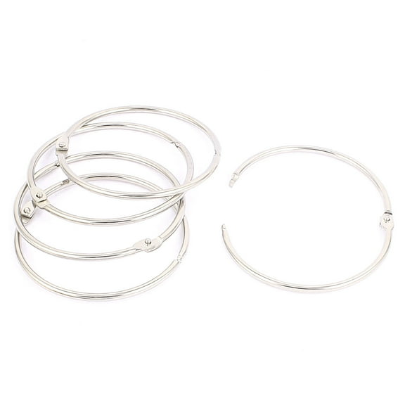 REGALWOVEN 5 Pcs 3.5 Inch Inner Dia Metal Loose Leaf Rings Binder Keyrings Silver Tone