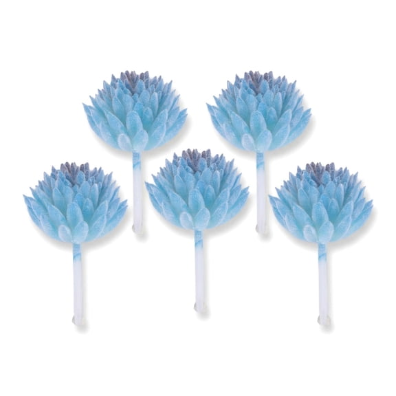 REGALWOVEN 5 Pcs Realistic Flocked Artificial Succulents - Mini Faux Pinecone Picks for DIY Terrariums Blue 7 in