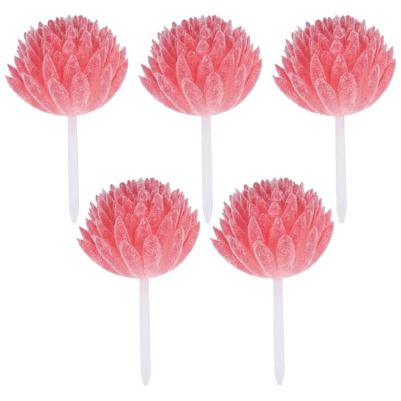 REGALWOVEN 5 Pcs Realistic Flocked Artificial Succulents - Mini Faux Pinecone Picks for DIY Terrariums Deep Pink 7 in