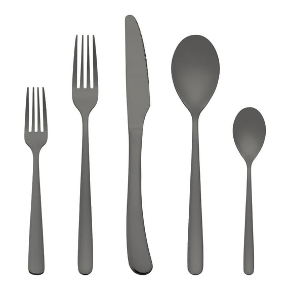 REGALWOVEN 5 Piece Silverware Set, Stainless Steel Flatware, Mirror Polished Cutlery Set, Serving Utensils Set for Dining Eating Tableware Black 5