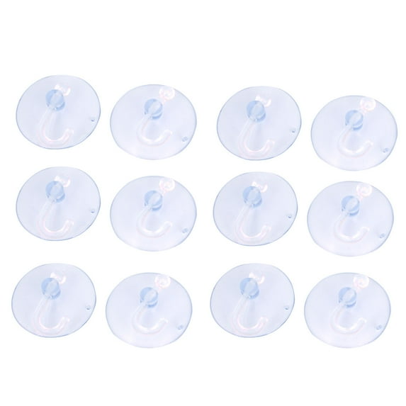 REGALWOVEN 50mm Dia Bathroom Wall Window Plastic Suction Cup Hook Clear 12Pcs