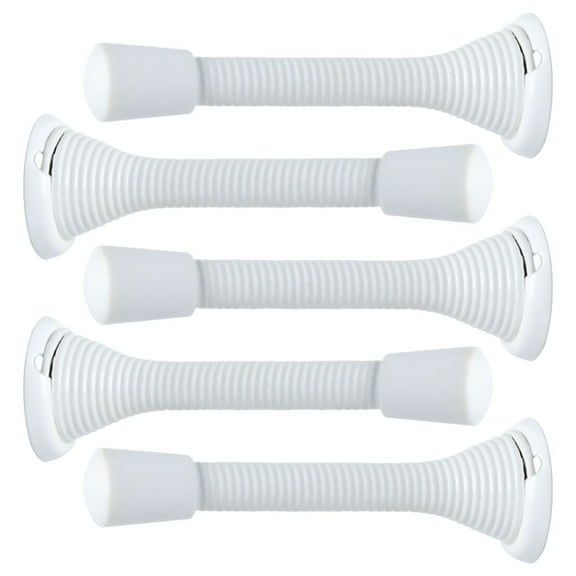 REGALWOVEN 5Pcs Metal Flexible Spring Doorstops Door Stop Hardware Walls and Doors Protector White