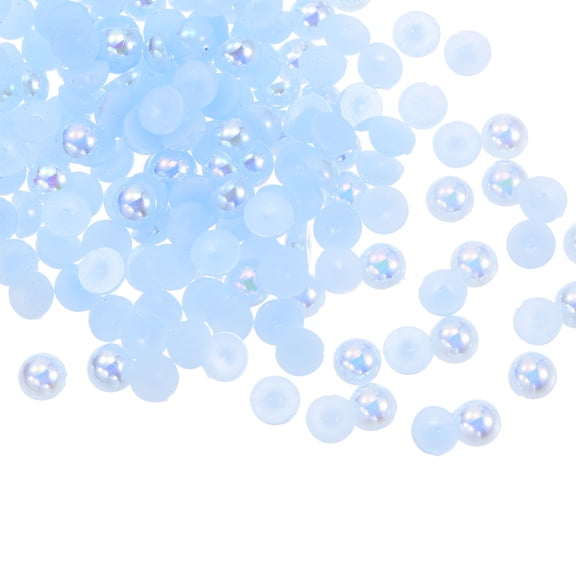 REGALWOVEN 5mm AB Flat Back Pearls Loose Half Round Resin Pearl Beads DIY Crafts Colorful Blue