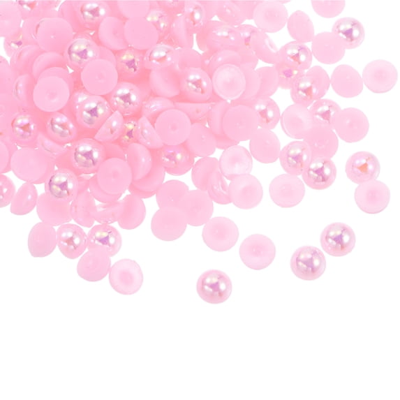 REGALWOVEN 5mm AB Flat Back Pearls Loose Half Round Resin Pearl Beads DIY Crafts Colorful Light Pink