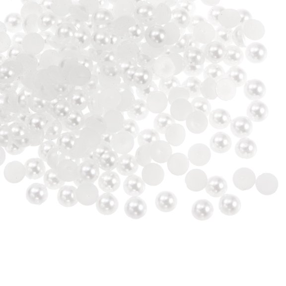 REGALWOVEN 5mm AB Flat Back Pearls Loose Half Round Resin Pearl Beads DIY Crafts White