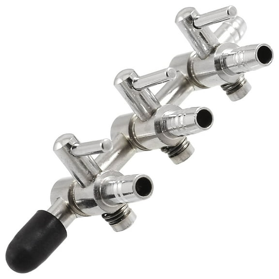 REGALWOVEN 5mm Tube Dia 3 Way Outlet Metal Water Air Flow Control Valve for Aquarium