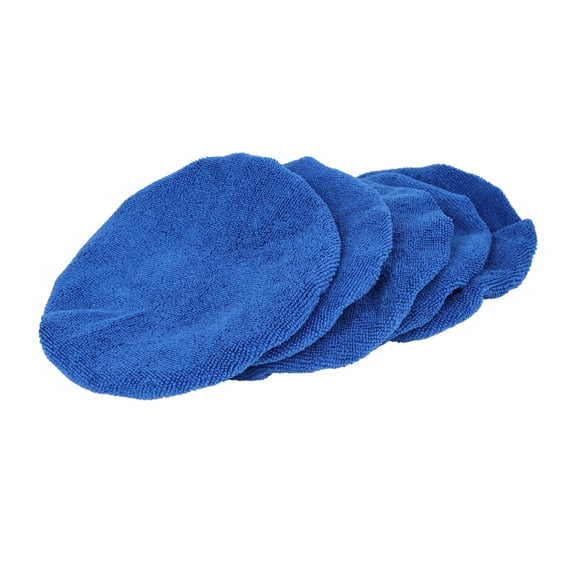REGALWOVEN 5pcs 9-10 Inch Universal Mircrofiber Vehicle Wax Polishing Bonnet Buffing Pad Cover Dark Blue