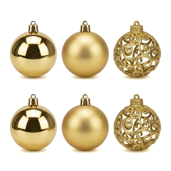 REGALWOVEN 6 Pack Electroplated Sphere Orbs Metallic Decorative, Christmas Tree Hanging Ornaments Party Decor Gold 2.4"