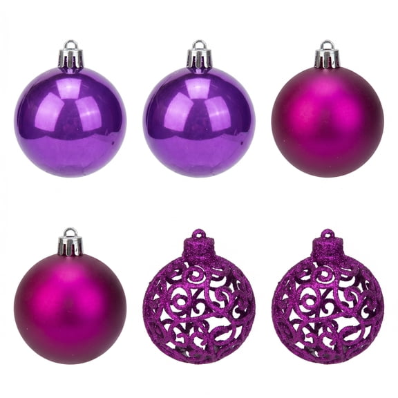 REGALWOVEN 6 Pack Electroplated Sphere Orbs Metallic Decorative, Christmas Tree Hanging Ornaments Party Decor Purple 2.4"