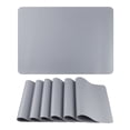 thumbnail image 1 of REGALWOVEN 6 Pack Faux Leather Placemats for Kitchen Dining Table Decor Washable Heat Resistant Table Placemats Wipeable Table Mat Light Gray 17*12in, 1 of 7