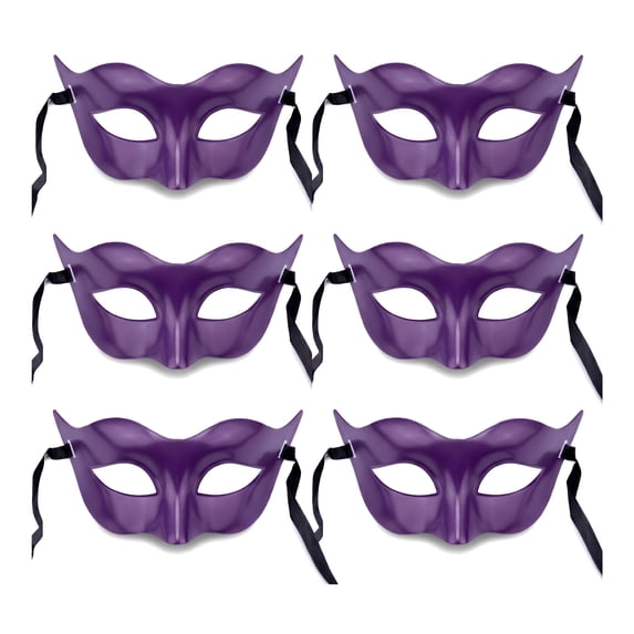 REGALWOVEN 6-Pack Masquerade Mask, Venetian Half Face Mask Set for Halloween Costume Party, Retro Roman Rose 7.1" x 3.1"
