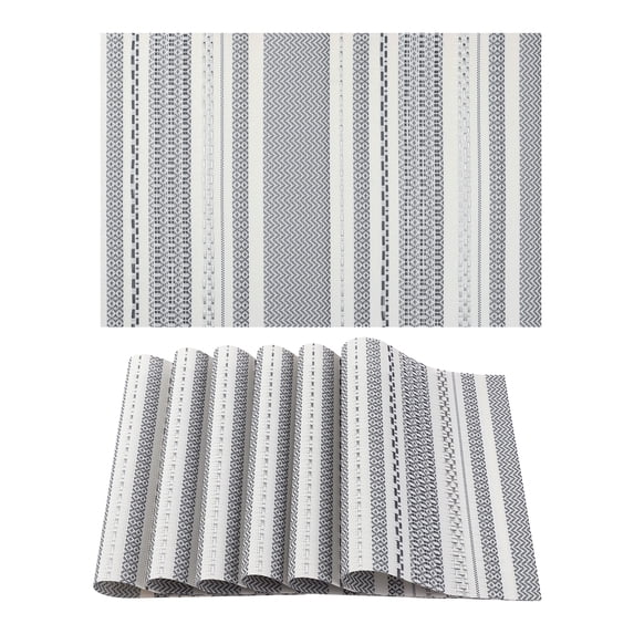 REGALWOVEN 6 Pack Placemats for Kitchen Dining Table Decor Washable Heat Resistant Black 18*12in