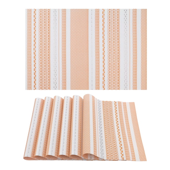 REGALWOVEN 6 Pack Placemats for Kitchen Dining Table Decor Washable Heat Resistant Orange 18*12in
