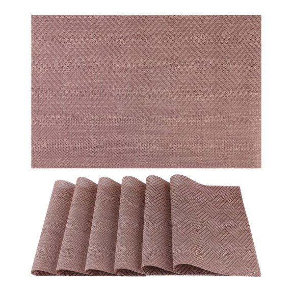 REGALWOVEN 6 Pack Place Mats, Placemats for Kitchen Dining Table Decor Heat Resistant Table Placemats Wipeable Table Mat Bronze 18*12in