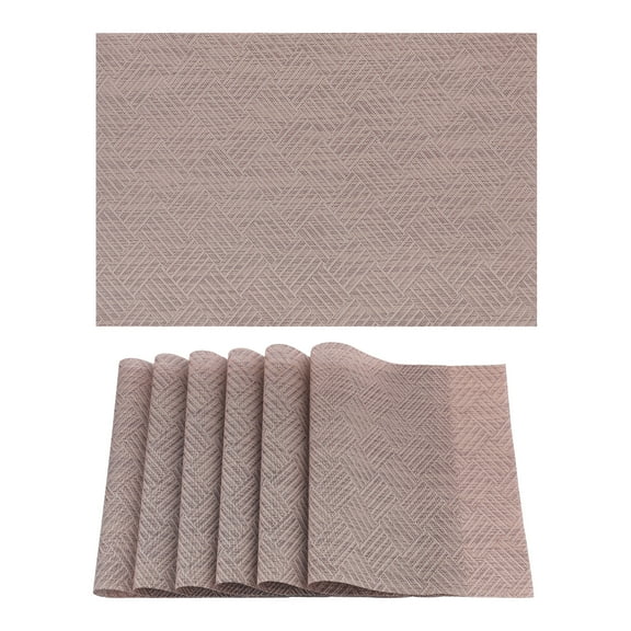 REGALWOVEN 6 Pack Place Mats, Placemats for Kitchen Dining Table Decor Heat Resistant Table Placemats Wipeable Table Mat Brown 18*12in