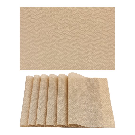 REGALWOVEN 6 Pack Place Mats, Placemats for Kitchen Dining Table Decor Heat Resistant Table Placemats Wipeable Table Mat Gold 18*12in