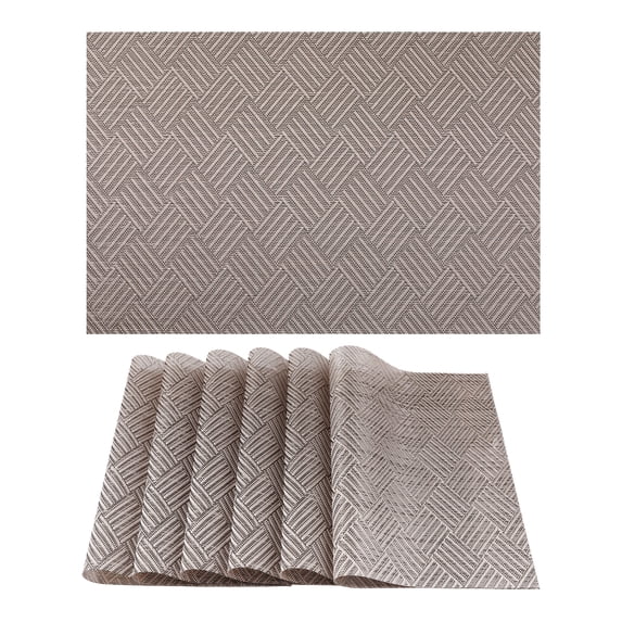REGALWOVEN 6 Pack Place Mats, Placemats for Kitchen Dining Table Decor Heat Resistant Table Placemats Wipeable Table Mat Sand Black 18*12in