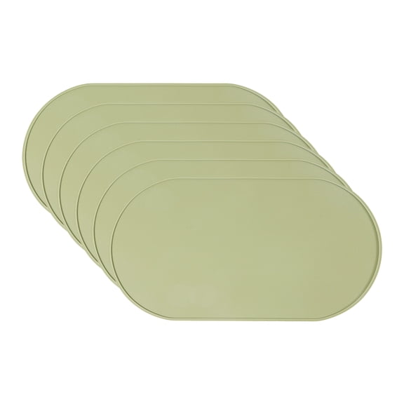 REGALWOVEN 6 Pack Silicone Placemats for Kitchen Dining Table Decor Washable Heat Resistant Table Placemats Wipeable Table Mat Green 21*11in