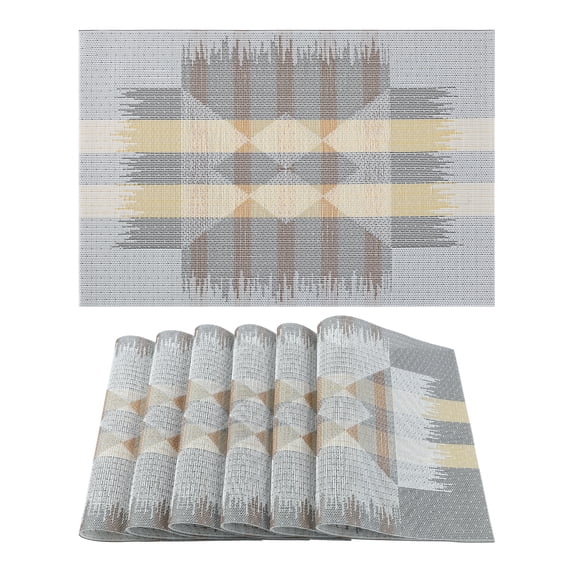 REGALWOVEN 6 Packs Farmhouse Placemats Placemats for Dining Table Decor Indoor Outdoor Washable Kitchen Table Mat Wipe Clean Gray 18*12in