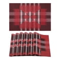 thumbnail image 1 of REGALWOVEN 6 Packs Farmhouse Placemats Placemats for Dining Table Decor Indoor Outdoor Washable Kitchen Table Mat Wipe Clean Red 18*12in, 1 of 7