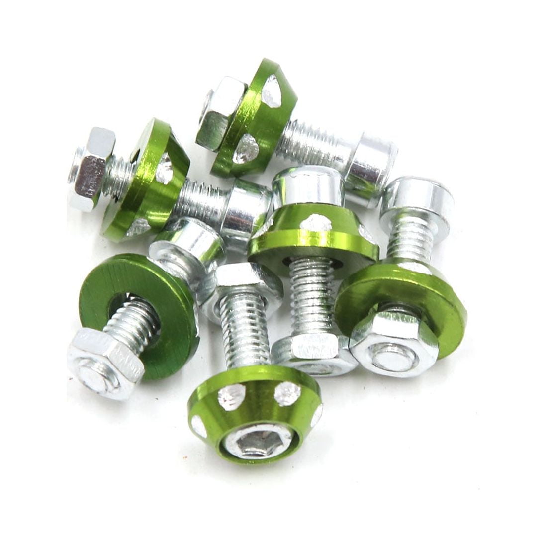 REGALWOVEN  6Pcs Green Aluminum Alloy Decorative License Plate Bolt Screw for Car Motorcycle