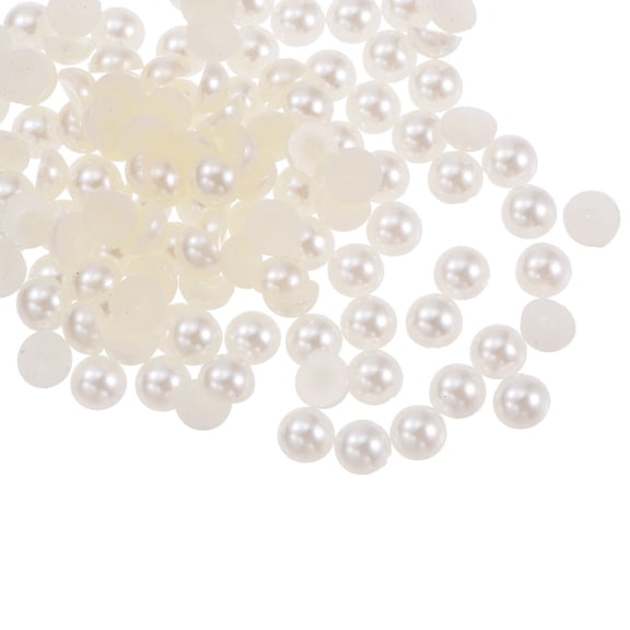 REGALWOVEN 6mm AB Flat Back Pearls Loose Half Round Resin Pearl Beads DIY Crafts Beige