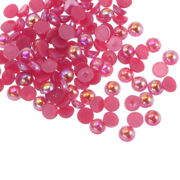 REGALWOVEN 6mm AB Flat Back Pearls Loose Half Round Resin Pearl Beads DIY Crafts Colorful Bright Red