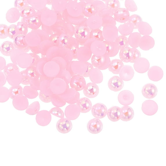 REGALWOVEN 6mm AB Flat Back Pearls Loose Half Round Resin Pearl Beads DIY Crafts Colorful Light Pink