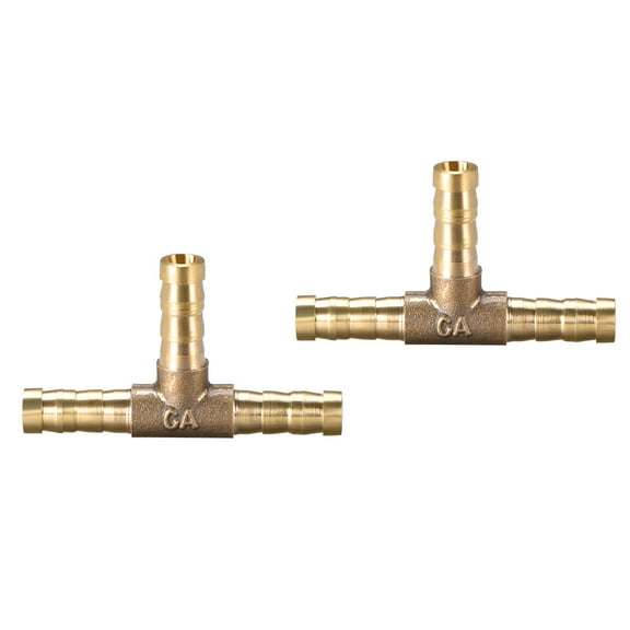 REGALWOVEN 6mm or 1/4" ID Brass Barb Splicer Fitting,T-Shaped 3Way,Barb Hose Fitting,2Pcs