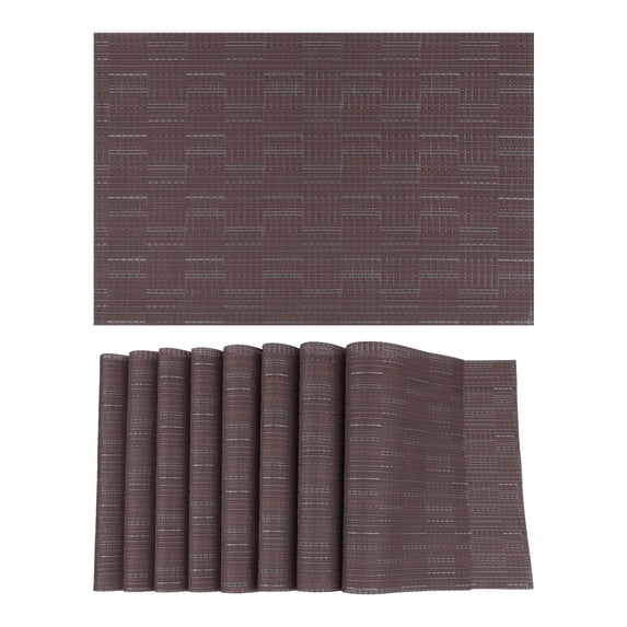 REGALWOVEN 8 Pack Placemats for Kitchen Dining Table Decor Heat Resistant Table Placemats Wipeable Table Mat Coffee 18*12in