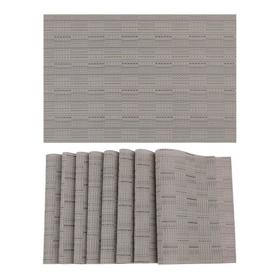 REGALWOVEN 8 Pack Placemats for Kitchen Dining Table Decor Heat Resistant Table Placemats Wipeable Table Mat Gray 18*12in